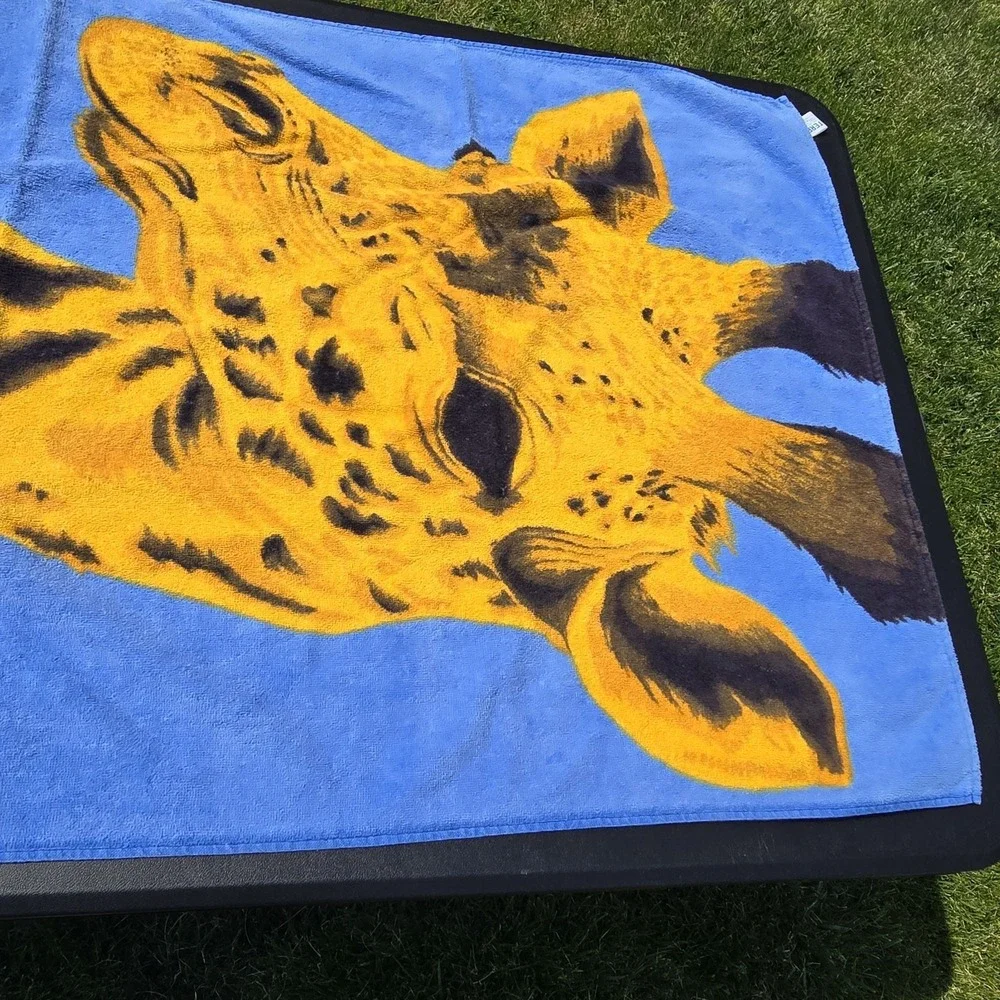 Vintage 80s TerriMondo Retro Giraffe Beach Towel 56x28 100% Cotton Israel